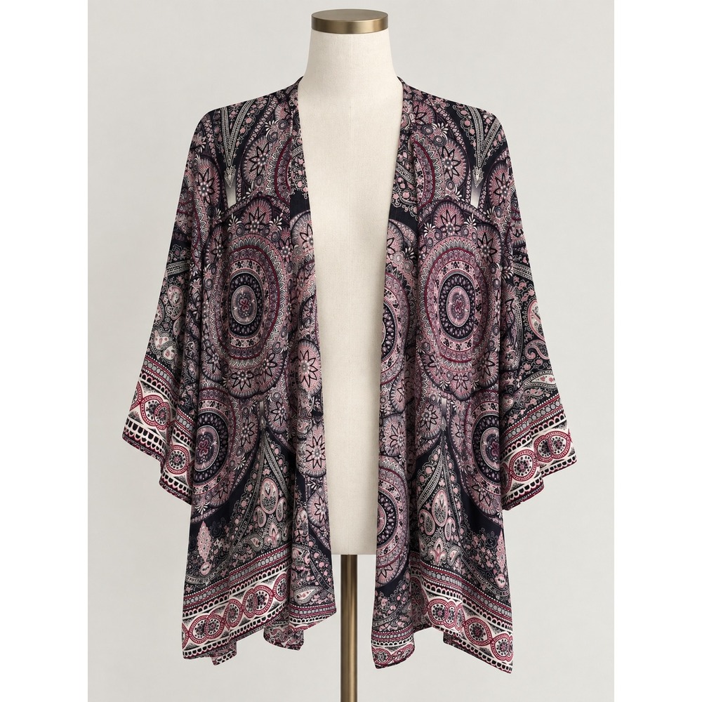 Lotus and Luna Handmade Mandala Paisley Open Front Kimono Cardigan Coverup Boho